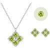 PHNIBIRD Quadrifoglio Collana e Orecchini Donna Argento 925 Pietra Natale | Ipoallergenico, Regolabile, Comodo da Indossare, Brillante, Elegante, Fortuna a Quattro Foglie Regalo Donna con Pietra Natale