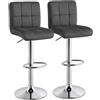 BAKAJI Set 2 Sgabelli Alto da Bar Cucina Seduta e Schienale in Ecopelle Eco Pelle Sgabello Base in Metallo Cromato con Poggiapiedi Altezza Regolabile Design Moderno (Grigio Scuro)
