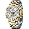 MF MINI FOCUS Orologi da uomo d'affari (cronografo/impermeabile/luminosi/calendario/24 ore), grande quadrante in acciaio inox, orologi da uomo