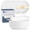 Wrova Piatti in plastica infrangibili per 8 persone, 19,5 cm, adatti al microonde e alla lavastoviglie, piatti in plastica leggeri per cucina, campeggio, picnic, colore bianco