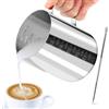 JOPHEK Bricco Latte, Bricco per Latte in Acciaio Inox, Lattiera con Segno di Misurazione, Latte Art Penna, Lattiera Mucca per Cappuccino con Beccuccio Speciale, Adatto per Latte, Espresso (600 ML)