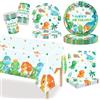 MORAINJAY 97 Pezzi Set Stoviglie Dinosauri | Piatti Carta, Bicchieri E Tovaglioli, Decorazioni Da Tavola Per Feste Di Compleanno