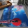 Generic Tappeto Salotto Moderno 100 x 150 cm, Orientale Stile Giapponese Monte Fuji Tema Grande Flanella, Soffice e Morbido Antiscivolo Tappeti per Camera da Letto Sala da Pranzo, Blu Scuro