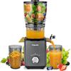 Pukomc Estrattore di Succo a Freddo, Imboccatura Extra Larga 14,7 cm con 300W, Estrattore Lento per Frutta e Verdura Intera, Alta Resa di Succo, Facile da Pulire, Grigio