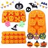 Spldsun 3 Pezzi Stampo Silicone Fantasma Halloween, Stampo Silicone Zucca Halloween, per DIY Ossa, Zucca Sorridente, Zucca Arrabbiata, Gelatina, Caramelle Teschio, Cioccolato, Cubetti Ghiaccio