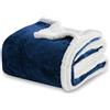 Winthome Coperta Calda e Spessa, Plaid Divano Morbida Soffice, Coperte Invernale Design a Doppio Strato, Pelosa Sherpa Flanella, Blanket Natalizia Adatta a Bambini e Adulti (Blu scuro, 130x170cm)