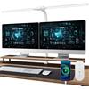 Nevoke W01 Lampada da Scrivania a LED con Telecomando - 24W 1400LM 80CM Luce Scrivania Filo con Morsetto Lampada da Lettura Collo D'oca Regolabile, Porta di ricarica USB per Ufficio Studiare, Bianco