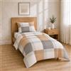 Homebliss Completo lenzuola 90x200+30 / 160x280 + 50x80 1PCS, Quadri Beige Grigio