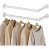 Yawinhe 64cm Asta Appendiabiti da Muro,Barra Porta Abiti,Bianco,2-Pack | Metallo Barra Appendiabiti per Tubo Industriale;Salvaspazio,Barra Porta Abiti;per Corridoio,Casa,Riporre Oggetti