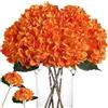 Kisflower 6Pz Fiori di Ortensia di Seta Fiori Artificiali Fiori di Ortensia realistici Bouquet per Decorazioni per la casa di Nozze (Arancione)