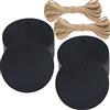 G2PLUS 100PCS Etichette Regalo,5.5x5.5cm Etichette in Carta Kraft Nero | Tag Regalo Rotonde con Spago in Juta 20m per Confezioni Regalo,Matrimoni,Natale,Compleanni,Comunioni e DIY