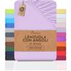 NatureMark Lenzuolo con angoli elasticizzati in jersey, in 100% cotone, in molti colori e misure, conforme all'Oeko-Tex Standard 100, 180 x 200 cm - 200 x 200 cm Lilla/lavanda