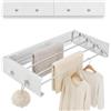 URCheers Stendibiancheria da parete con gancio di aggiornamento, semplice stendibiancheria da parete, pieghevole, per interni o esterni, asciugabiancheria da parete allungabile per balcone (60 cm con