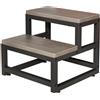Fuyoula Sgabello a 2 gradini in legno,Sgabello con piedini antiscivolo,scala domestica, 38 x 35 x 38cm,Grigi