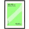 FRAMAI® Cornice portafoto 50 x 70 cm, nera, con passepartout, cornice in legno MDF, plexiglass infrangibile, ecologica, con gancio e supporto, formato verticale e orizzontale