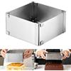 NewAusen Stampo Rettangolare Torta, Anello per Torte Regolabile Rettangolare Tortiera da Forno in Acciaio Inox, Alta 5 cm, 15 x 15 cm, Estensibile Fino a 28 x 28 cm, per Torte Crostate Pizze