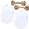 G2PLUS 100PCS Etichette Regalo,5.5x5.5cm Etichette in Carta Kraft Bianca | Tag Regalo Rotonde con Spago in Juta 20m per Confezioni Regalo,Matrimoni,Natale,Compleanni,Comunioni e DIY