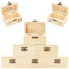 AolKee 6 mini scrigno del tesoro con coperchio in legno, fai da te, piccola scatola di legno con coperchio e chiusura in metallo, per compleanno dei bambini, cassette in legno per fai da te, copertura