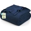 Utopia Bedding Coperta termica in 100% cotone blu navy, misura king size, 228 x 274 cm, 350 g/m², leggera, morbida e traspirante, per tutte le stagioni