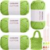 RANJIMA Filato Verde Autunnale, 4 Pezzi di Filo Semplice per Principianti, Filato a Maglia Ben Visibile per Uncinetto Con Accessori, in Nylon di Cotone