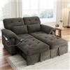 Trdlpyn Divano Letto Matrimoniale con Porta di ricarica USB e 2 Cuscini, Divano Pieghevole con Schienale Regolabile e Funzione Letto, Tessuto Ciniglia Sofa (grigio)
