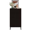 UEV Cassettiera 5 Cassetti Strisce a Legno, 60x34x110cm, Noce+Nero | Settimino Salvaspazio con Motivo a Doghe di Legno, Cassettiere Camera da Letto Solida e Stabile con Design Antiribaltamento