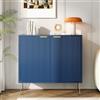 BLSYHDH Mobile a due ante con ripiano e comodino in legno, piccola credenza con 2 scomparti portaoggetti, buffet basso, basso da cucina, blu (blu)