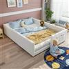 Trdlpyn Montessori Letto a Terra per bambini 140 x 200cm, Letto imbottito PU con 3 pratiche tasche portaoggetti, Rete a doghe in Legno, letto Piazza e Mezza per Bambini(senza materasso)