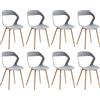 BenyLed Set di 8 Sedie da Pranzo Moderne, Sedie da Cucina con Piedini in Metallo (Texture Originale del Legno), Ideale per Cucine, Sale da Pranzo, Ristoranti e altri Luoghi Pubblici (Grigio)