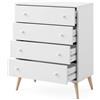 Arreditaly Comò A 4 Cassetti Comodino Stile Scandinavo Cassettiera Settimino Per Camera da Letto Con Gambe Nordiche Guide Metalliche Mobile Contenitore Capiente 77.5 x 40 x 95 Cm Bianco Opaco