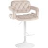 CLP Sgabello da bar Dublin Con rivestimento in velluto I Regolabile in altezza Colore crema Materiale base Metallo bianco opaco
