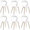 DEYARNA HOME Set di 6 Sedie da Pranzo in Plastica con Gambe in Metallo, Sedie Laterali Senza Braccioli per Sala da Pranzo, Cucina, Sala di Ricevimento, Soggiorno (Bianco/Gambe in Tronco)
