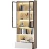 KecDuey Vetrina in vetro 80 x 34 x 180 cm, armadietto alto con 1 cassetto e ante in vetro, vetrina alta con LED e partizione aperta, scaffale per armadio, vetrina con ante in vetro (bianco)