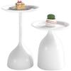 hitsuki Set di 2 Piccolo Tavolino Salotto Metallo Tavolino Rotondo Bianco, Tavolini Laterale Moderno da Divano per Soggiorno Balcone Patio, Poltrona Tavolo 40cm x 60+42cm(LarxAlt)