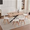 JZGORC Set Tavolo e Sedie da Pranzo Moderno - 6 Sedie da Pranzo (Bianco) + Tavolo da Pranzo in MDF con Gambe in Metallo (Tavolo: 140x78x77 cm)