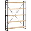Nqyjm Libreria con mensola, 5 scomparti, 140 x 30 x 180 cm, in legno massello di mango, per soggiorno, camera da letto, ufficio, studio
