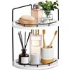 Alytree Organizer da bagno a 2 livelli, vassoio angolare per piano di lavoro e mensola da toeletta, organizer da bagno in legno e portaoggetti per cucina, comò (bianco)