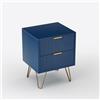 BLSYHDH Comodino Set da 1, Comodino in Legno con 2 Cassetti Blu Scuro Adatto per Tutti i Letti e Tutte le Camere