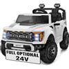 Mondial Toys Ford F150 Raptor 24V Maxi Fuoristrada 2 Posti Auto Macchina Elettrica per Bambini Telecomando Luci a Led Bluetooth Ammortizzatori Carico Massimo 60 Kg (Bianco)