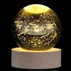 XIANNVXI Sfera di cristallo 3D del sistema solare con base in legno, palla dell'universo, regalo per appassionati di astronomia, lampada per camera da letto, decorazione per ufficio
