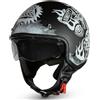 CRUIZER Casco Jet moto Scooter Dinasty visiera sole a scomparsa Nero Opaco (S)