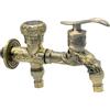 HOLIDYOYO Rubinetto Vintage Doppia Uscita in Lega di Zinco per Lavanderia e Cucina, Rubinetto da Parete Anticato per Lavatrice e Uso Esterno, Accessorio Funzionale per Stile Casuale