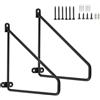 LRYELWA 2 Pezzi Staffe per Mensole a Parete,Supporti per Mensole Pesanti,Reggimensola,Staffa per Mensola Galleggianti,Supporti per Scaffali in Metallo,per Casa Cucina,con Viti (20cm,Nero)