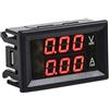 Walfront Calibro Amperometro Voltmetro DC 0-100V 10A / 50A a 3 Cifre, Misuratore di pannello corrente tensione Dual LED Digitale (Rosso e Rosso-10A)
