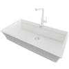 PRIMAGRAN Lavandino sottotop al Mobile 90cm + Rubinetto, 86x47cm | Set: Rubinetto BW3010 + Kit di scarico + Lavello in Granito a 1 Vasca - Prague 90 Level, Tutto Bianco
