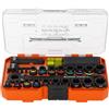 Klein Tools 65400KNECT KNECT Essential Pass Through Impact Set di bussole SAE e metriche, cricchetto a 90 denti, custodia MODbox, attacco 3/8, 28 pezzi