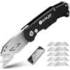 BIBURY Coltello universale pieghevole universale, coltello portatile per tappeti, taglierino con 10 lame in acciaio inox SK5, Easy Release Button, clip per cintura, Quick Change, per tappeti, carta da