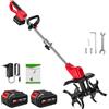 WIWOLER Motozappa a Batteria, Motozappa Elettrica con 2 Batterie 4.0Ah, 21V 550W con Display LED, 6000 RPM e 4 Lame Robustate, Larghezza 30 cm Profondità 22 cm, Elettrozappa da Giardino Ideale per Orto, Prato