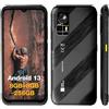 AGM Smartphone H6 robusto, ultra sottile e leggero, telefono cellulare robusto 4G, impermeabile, Android 13, Unisoc T606, 6,5 pollici IPS HD+ display 90Hz, 16 GB di RAM (8+8) + 256 GB ROM, NFC, GPS