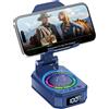 buwy Regalo Uomo Donna, Altoparlante Bluetooth con Porta Cellulare Pieghevole, 4-in-1 Design with RGB Lighting, Supporto Caricabatterie Pieghevole con Cassa Bluetooth, Gadget Tech Ideale per Papà/blu